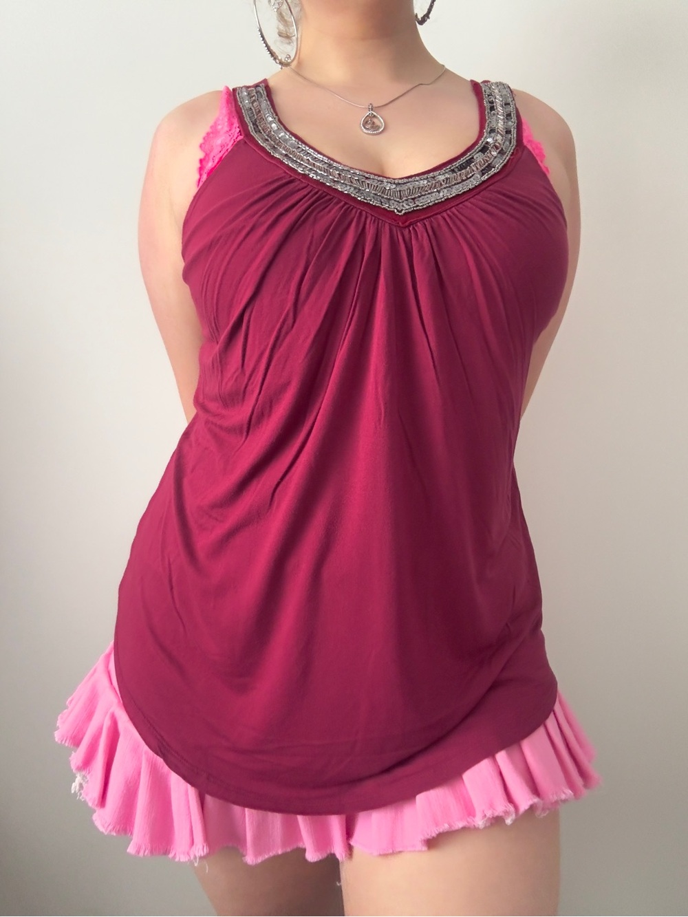 y2k beaded neckline tank top